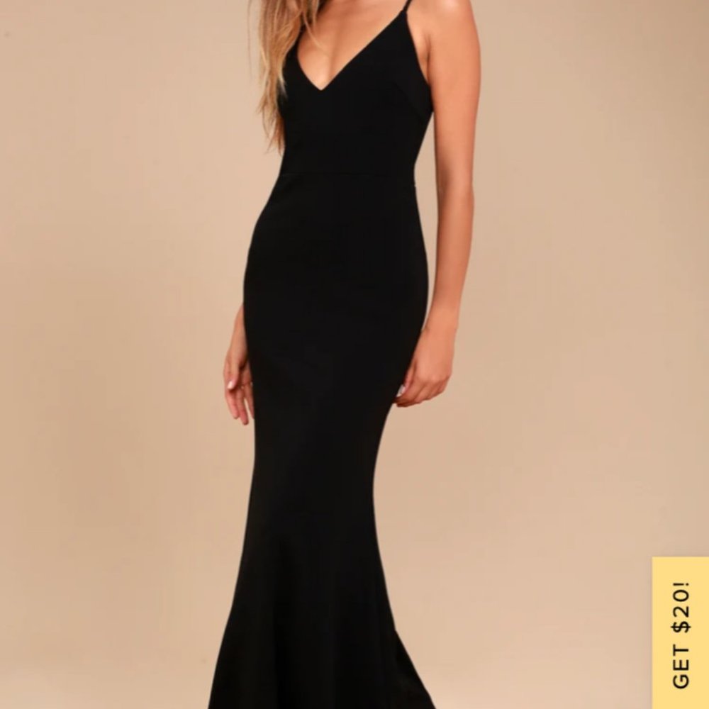 Lulu's Infinite Glory Black Maxi Dress - Never worn.